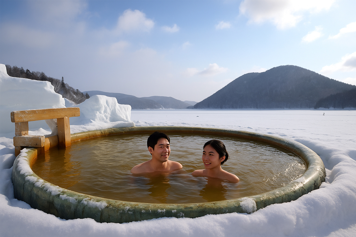 然別湖冰上溫泉